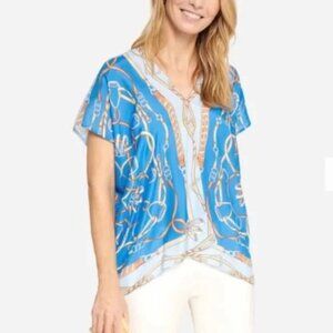 J. McLaughlin Silk Scarf Top - Sz M